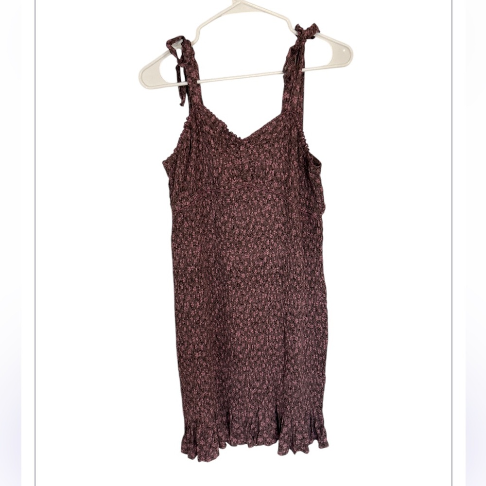 Vici Purple Floral Print Spring Smocked Tube Dress with Tie Straps Size XL